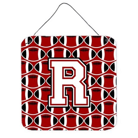 Carolines Treasures Letter R Football Cardinal and White Wall or Door Hanging Prints CJ1082-RDS66